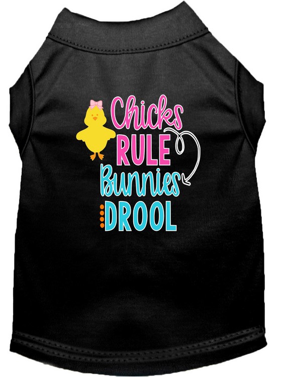 Chicks Rule Screen Print Dog Shirt Black Med